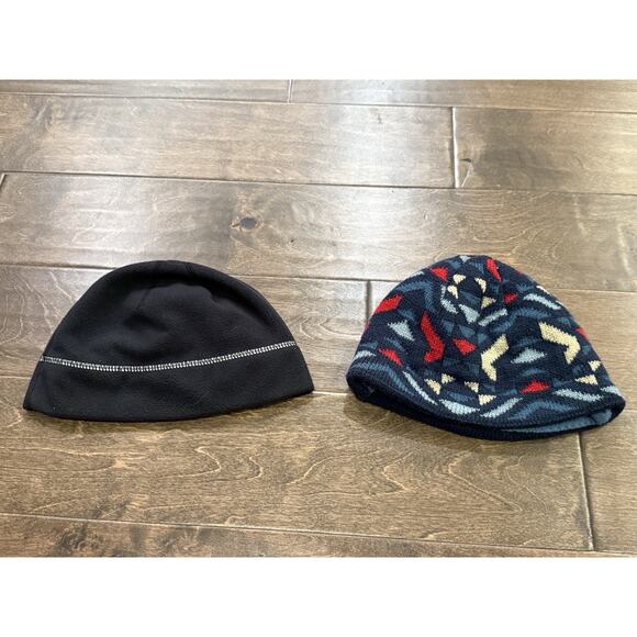 Lot Of 2 Columbia Unisex Black Blue Fleece OMNI-HEAT Warm Beanies Size S/M - Picture 3 of 6